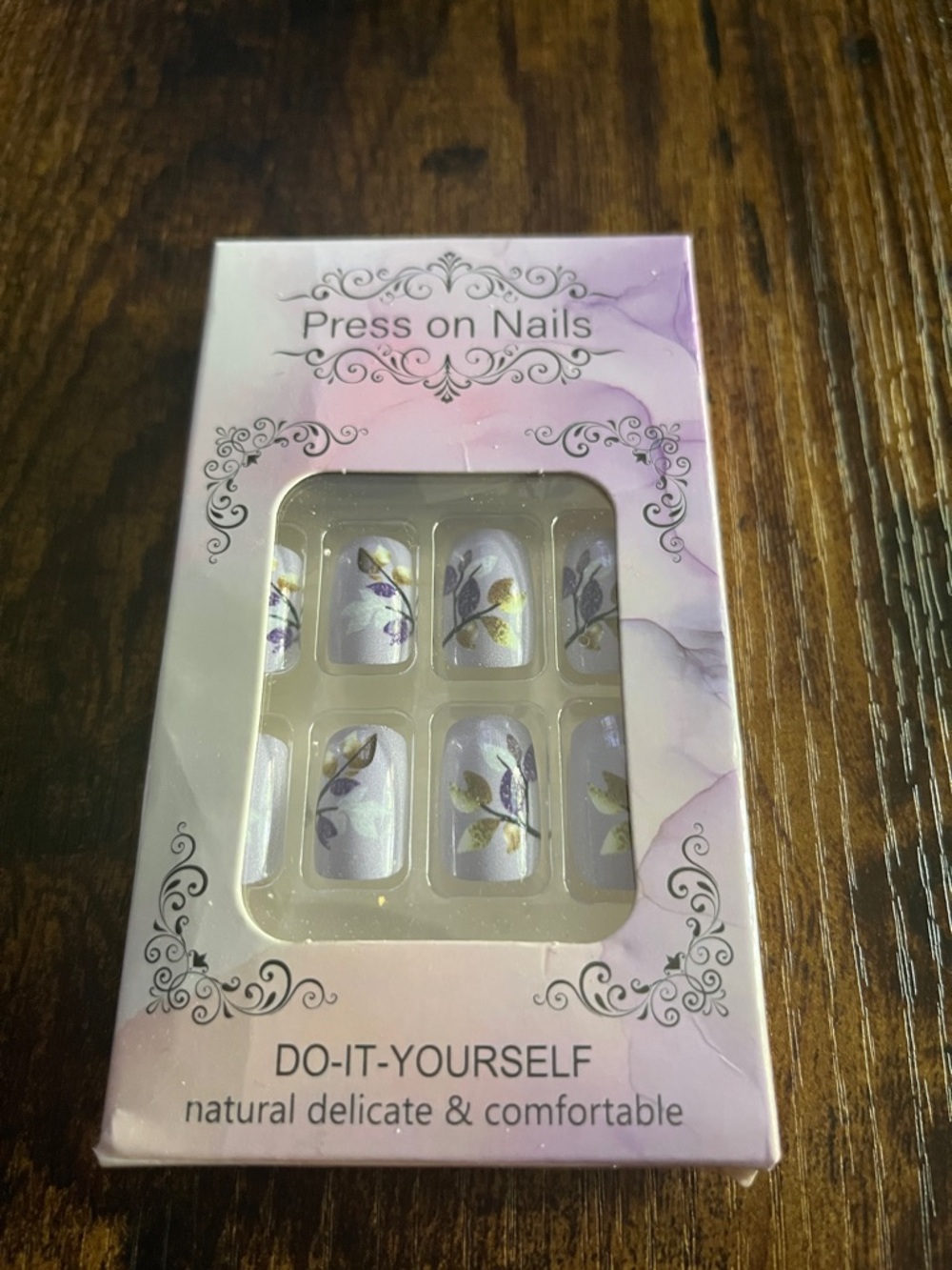 DIY Lavender Floral Press-On Nails